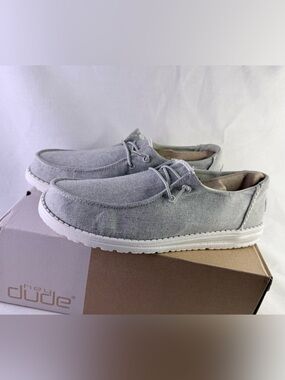 Hey Dudes Women’s 10 Wendy’s Chambray Braid Grey Cotton Linen